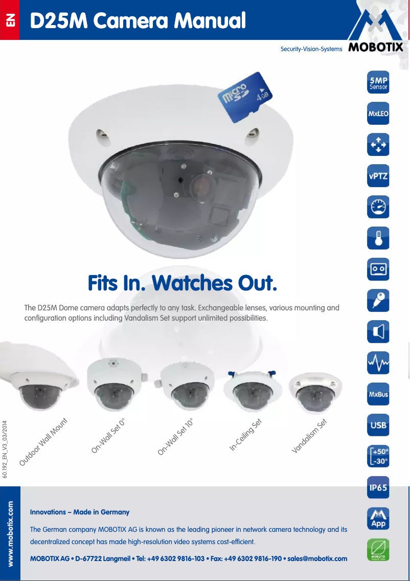 Page 1 de la notice Manuel utilisateur Mobotix MX-D25M-SEC-D38