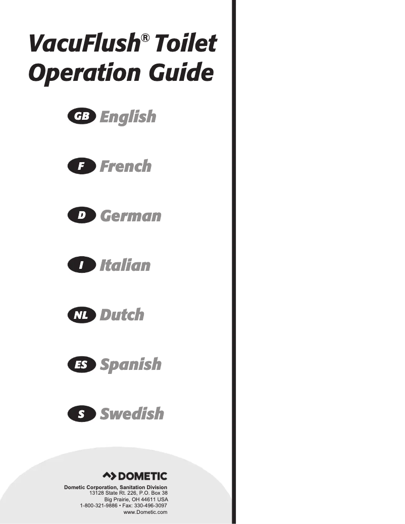 Page 1 de la notice Manuel utilisateur Dometic VacuFlush 5148