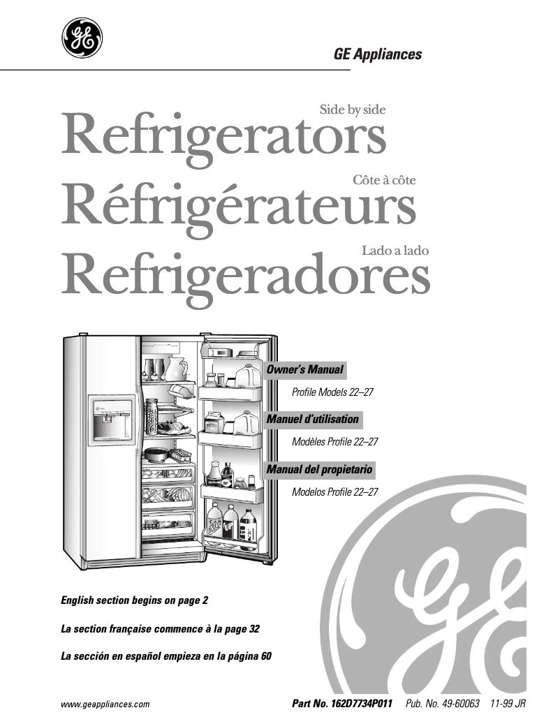 Página 1 del manual Manual de uso y mantenimiento GE Profile TFX26PRDAA