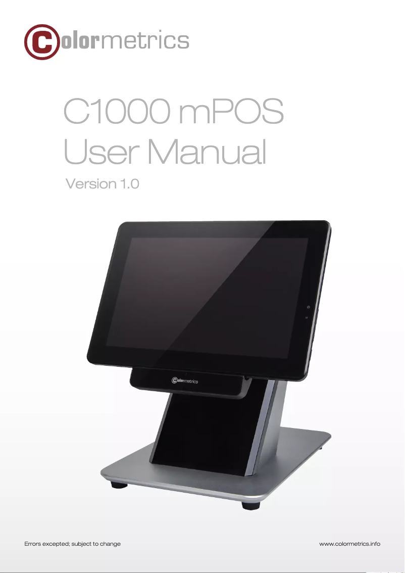 Page n°1 - Manuel utilisateur Colormetrics C1000 mPOS