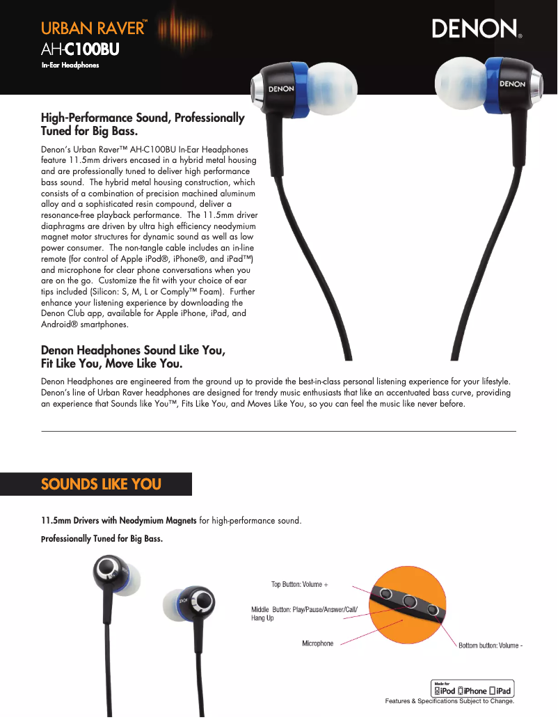 Image de la première page du manuel de l'appareil AH-C100