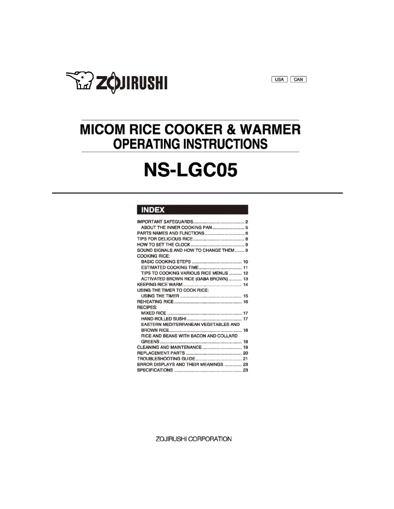 Image de la première page du manuel de l'appareil NS-LGC05