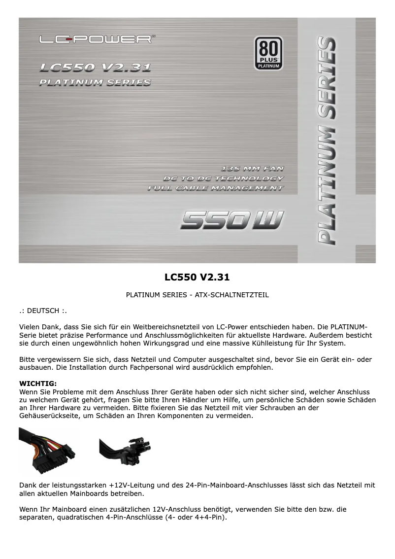 Image de la première page du manuel de l'appareil LC550 V2.31