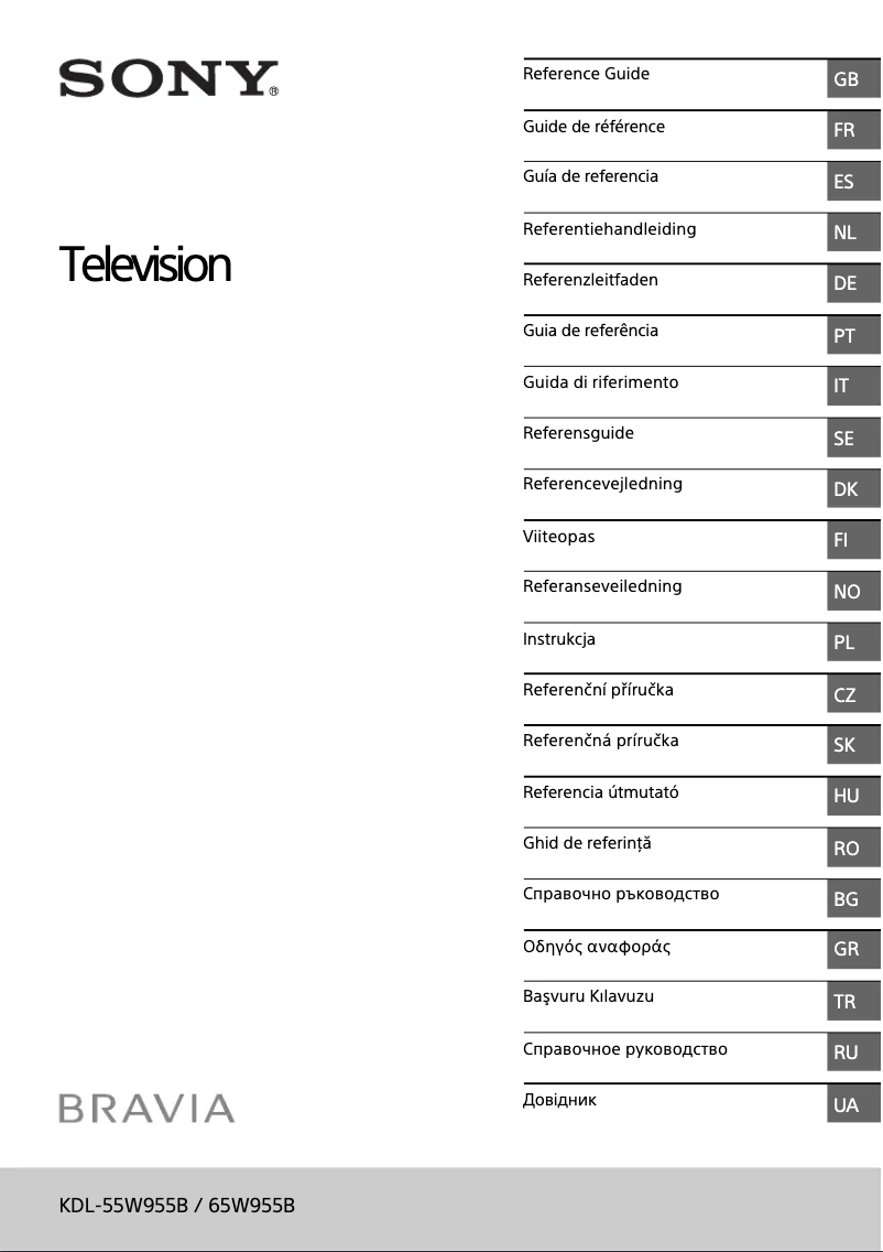 Image de la première page du manuel de l'appareil Bravia KDL-55W955B