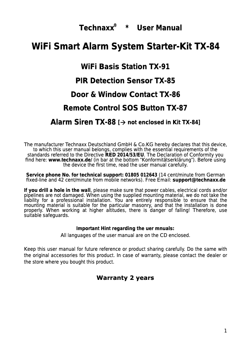 Image de la première page du manuel de l'appareil TX-85