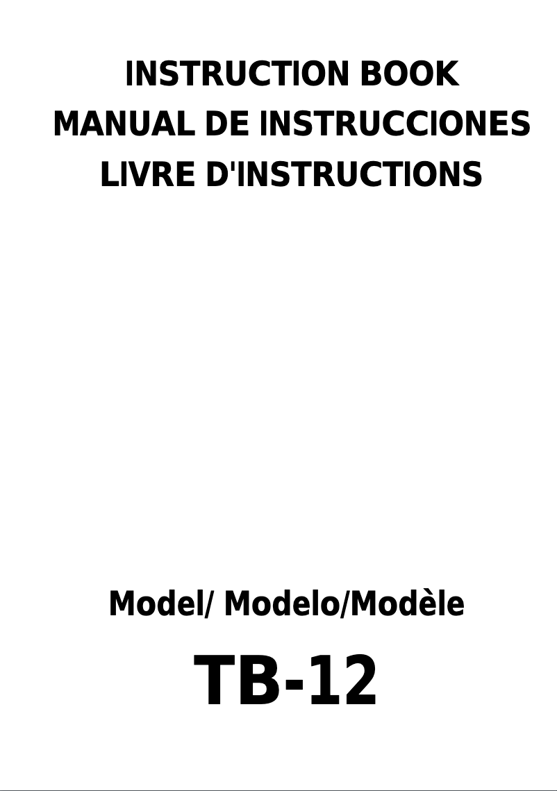Page n°1 - Manuel utilisateur Janome TB-12