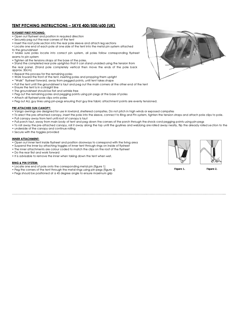 Page n°1 - Manuel utilisateur Vango Skye V 400