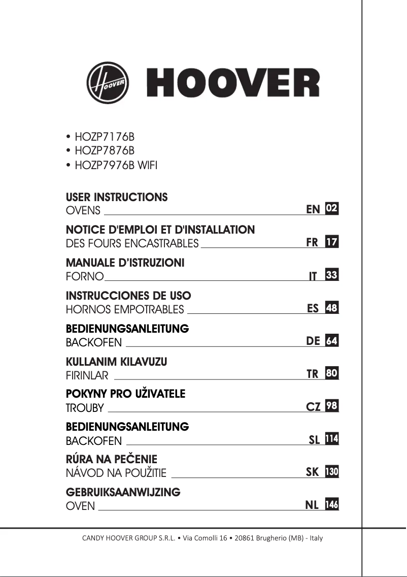 Page 1 de la notice Manuel utilisateur Hoover HOZP717IN/E