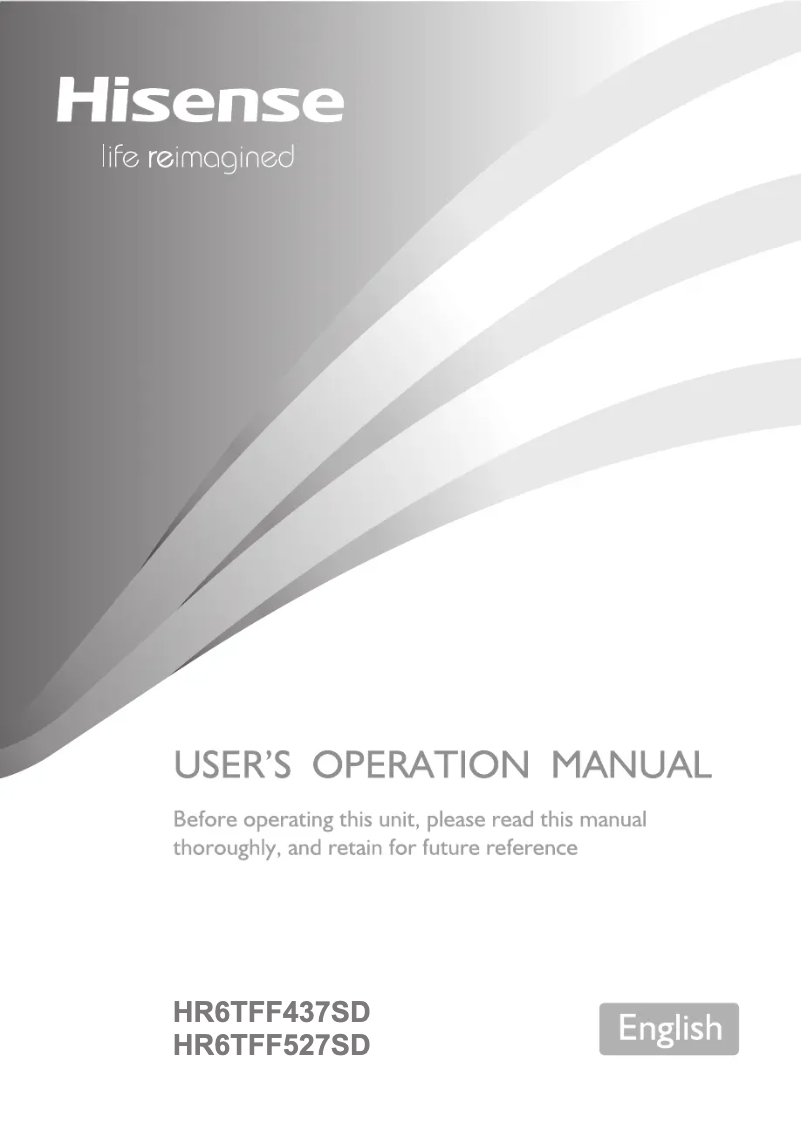 Page n°1 - Manuel utilisateur Hisense HR6TFF527SD