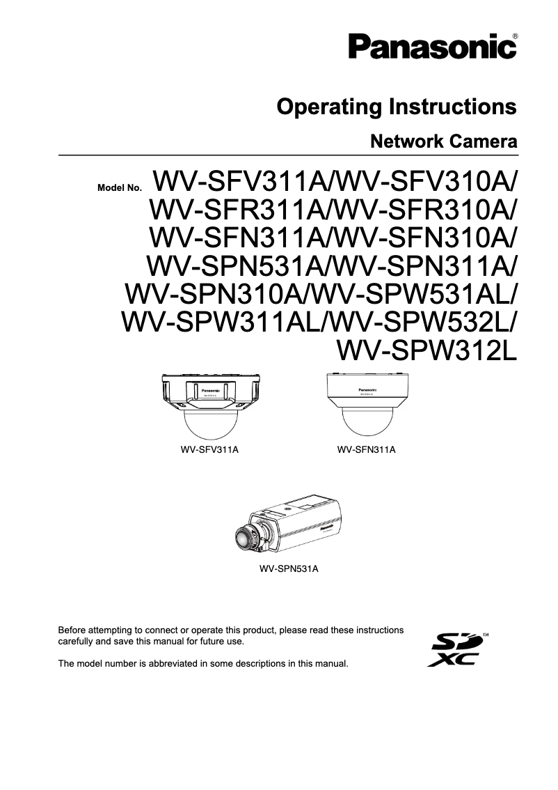 Page 1 de la notice Manuel utilisateur Panasonic WV-SPW311A