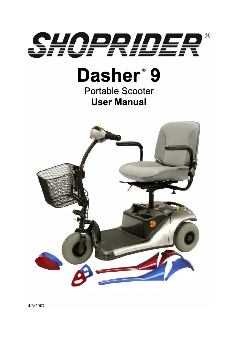 Image de la première page du manuel de l'appareil Dasher 9