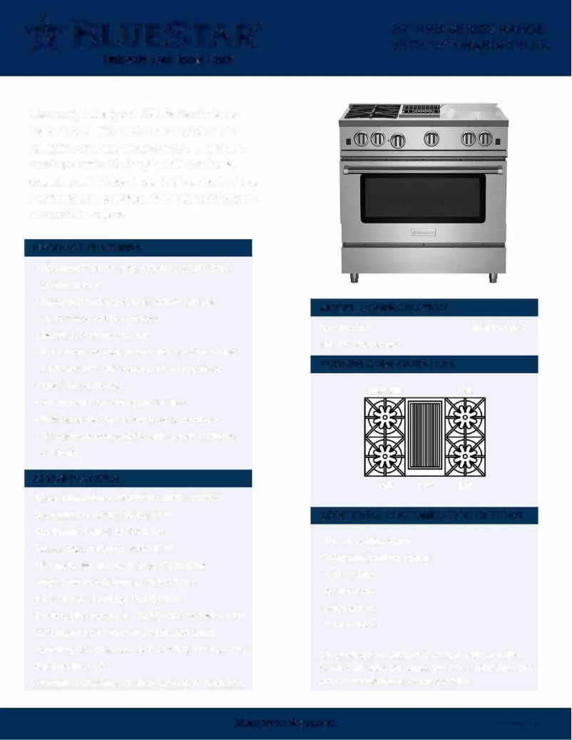 Page 1 de la notice Fiche technique BlueStar RNB364CBV2