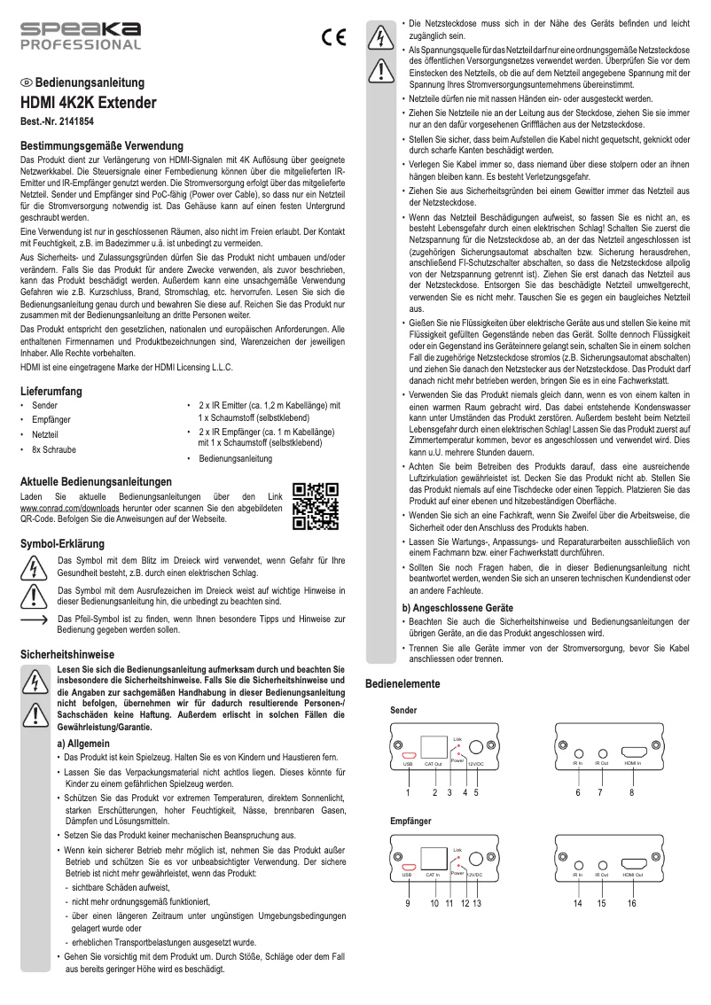 Page 1 de la notice Manuel utilisateur Speaka SP-8567416