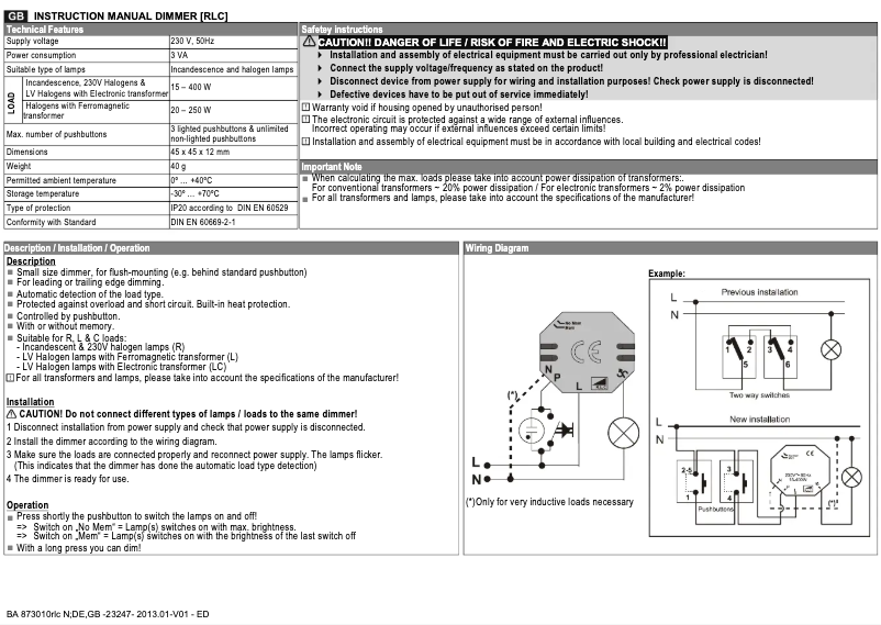 Page n°1 - Manuel utilisateur Müller 873010