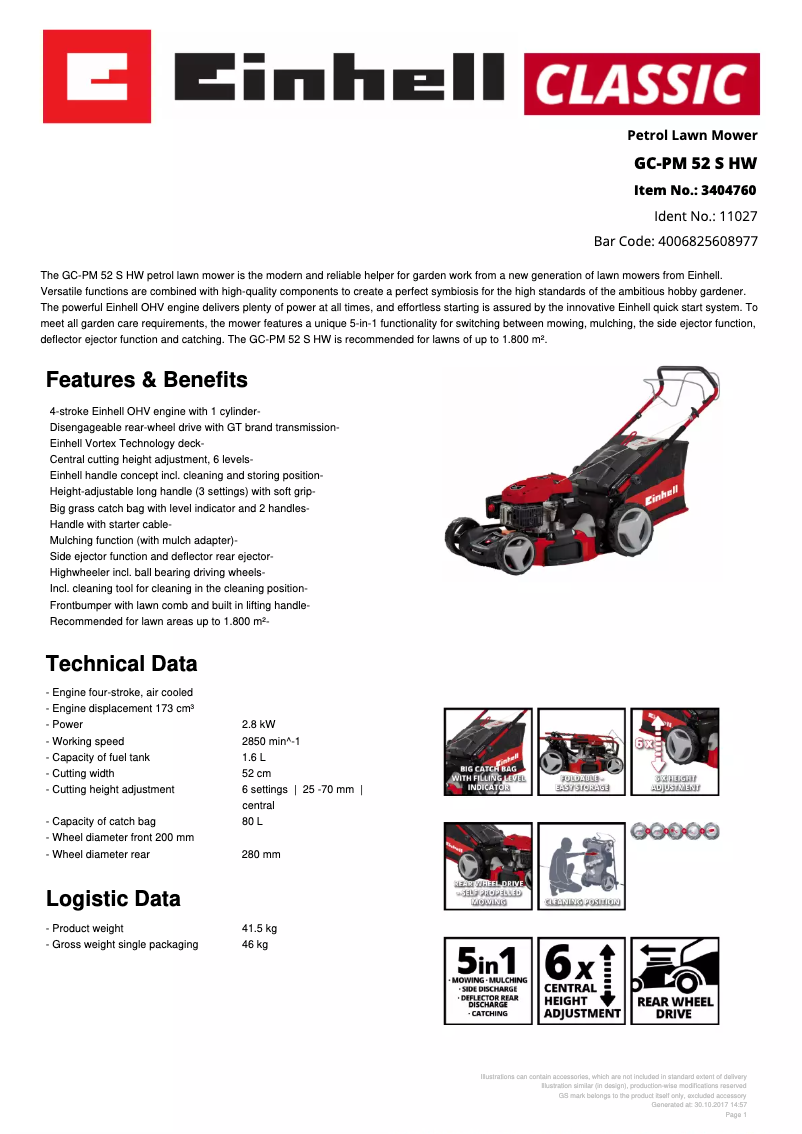 Imagen de la primera página del manual del dispositivo GC-PM 52 S HW