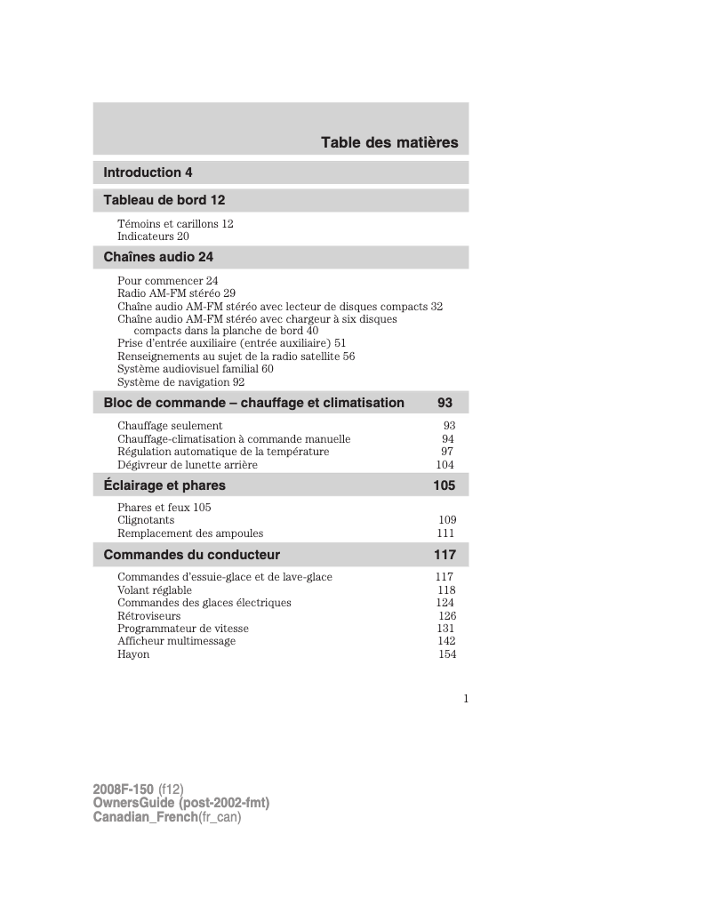 Page n°1 - Manuel utilisateur Ford F-150 (2008)