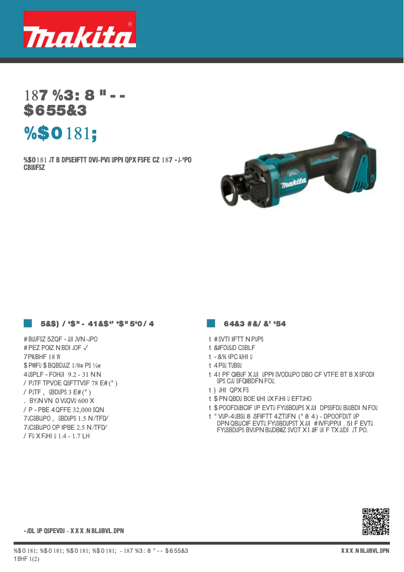 Page n°1 - Fiche technique Makita DCO181Z