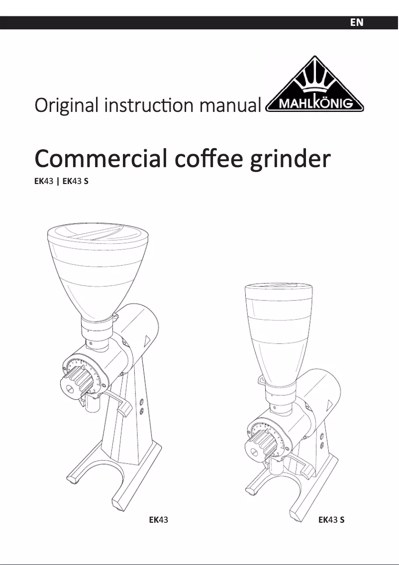 Page 1 de la notice Manuel utilisateur Mahlkönig EK43