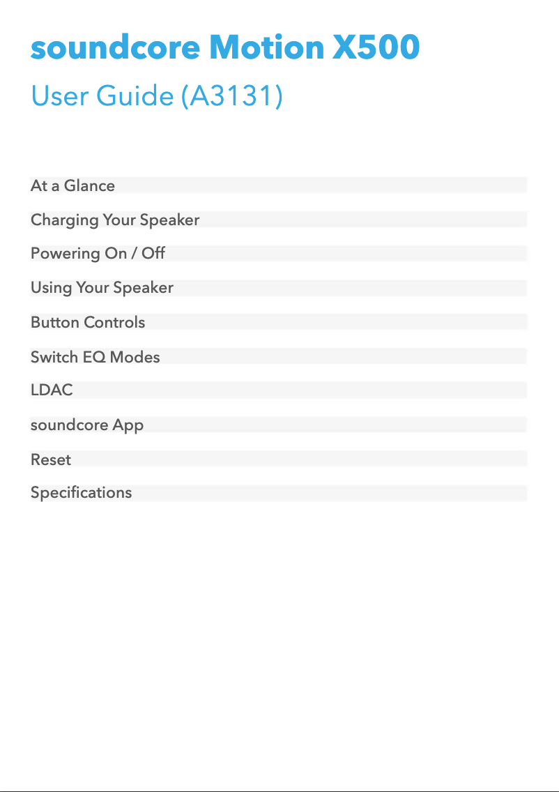 Image de la première page du manuel de l'appareil Motion X500