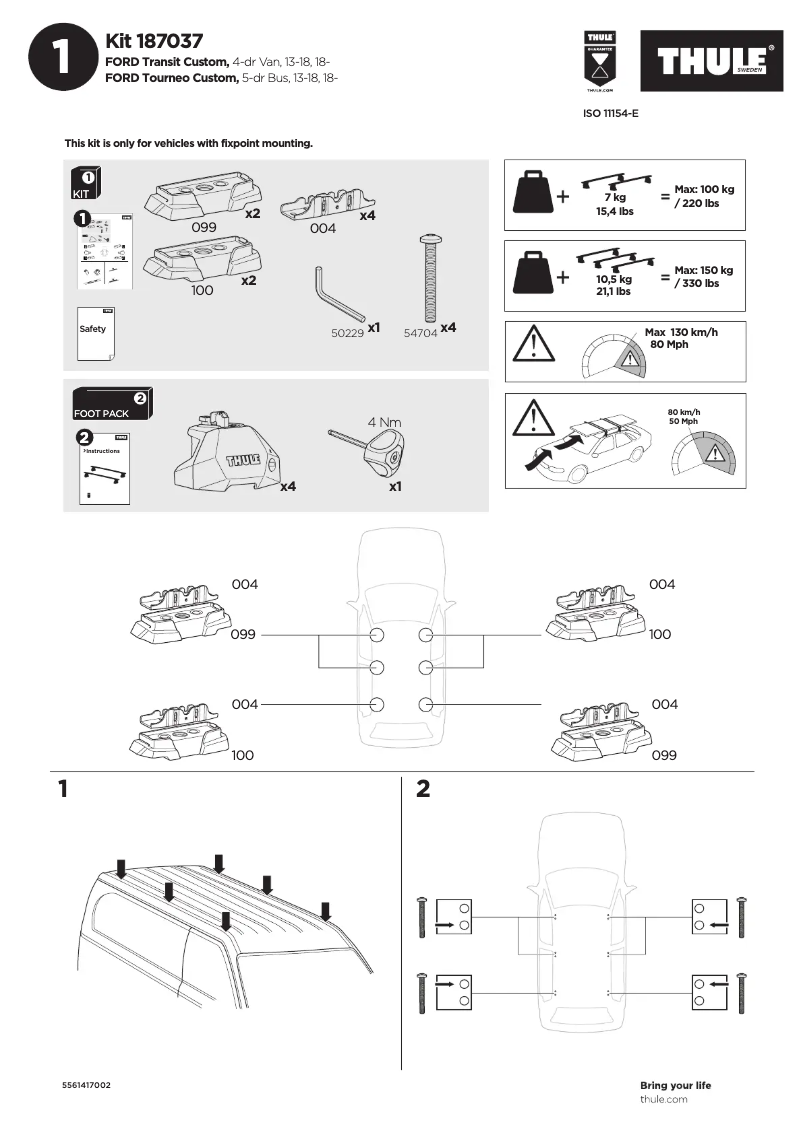 Page n°1 - Manuel utilisateur Thule Kit 187037