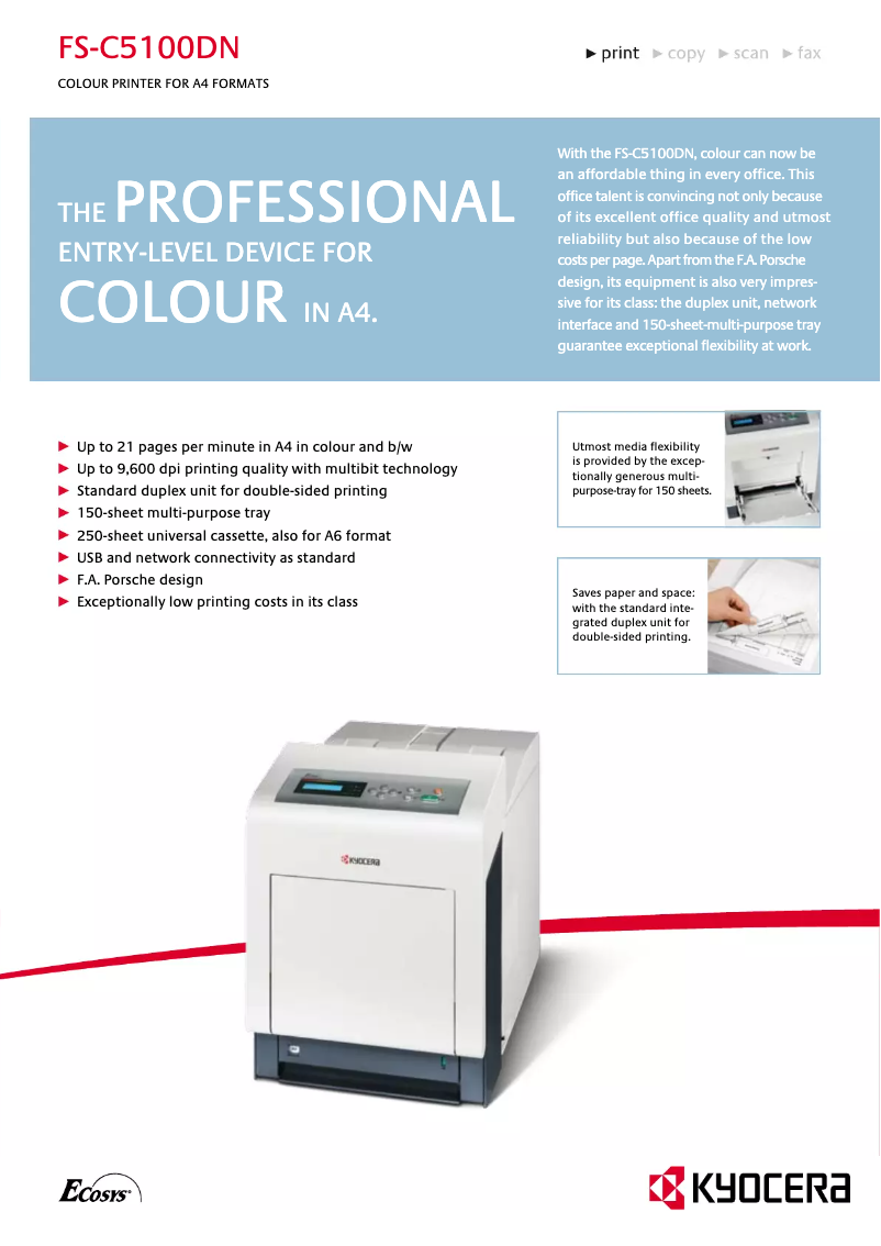 Image de la première page du manuel de l'appareil FS-C5100DN