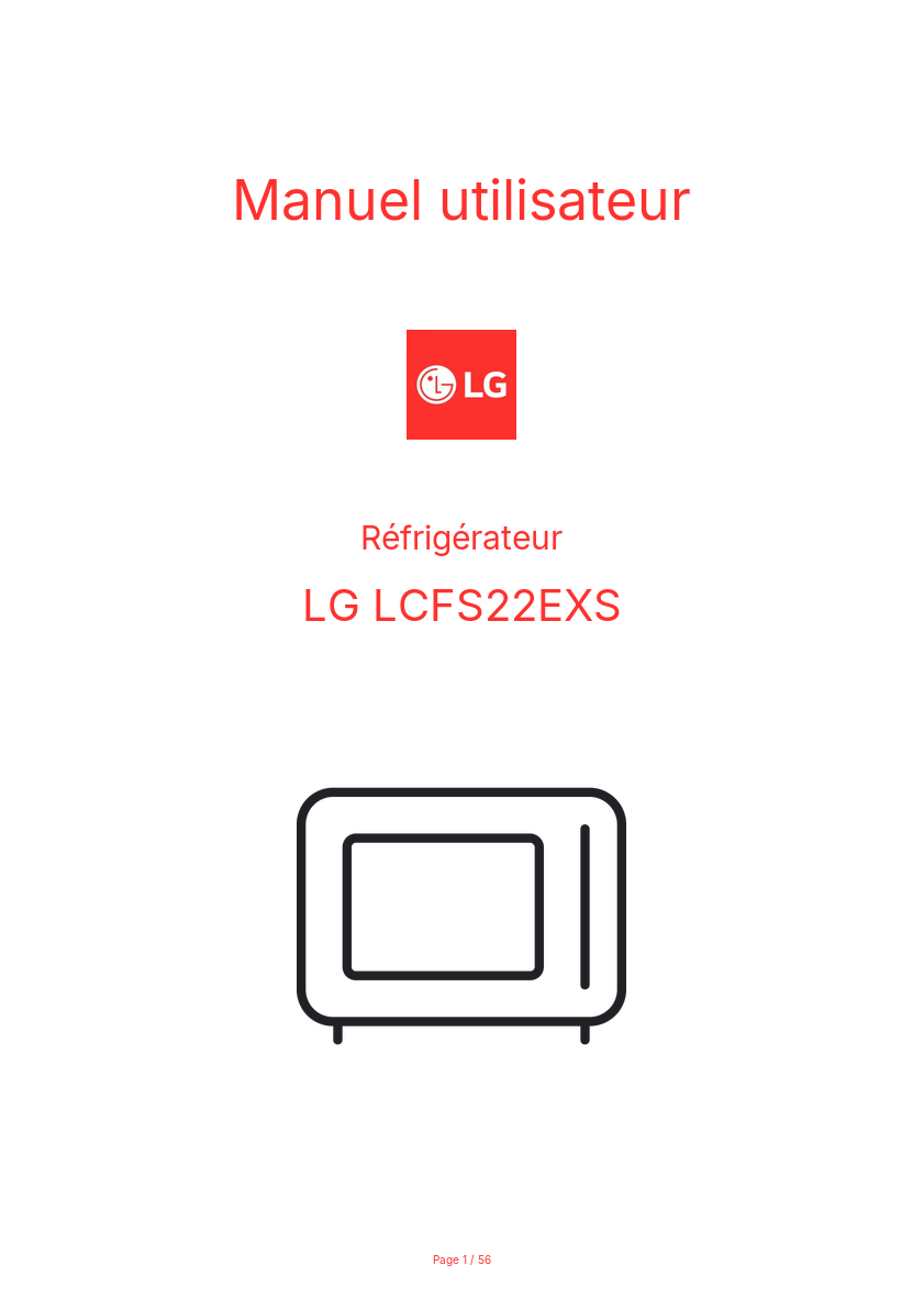 Page n°1 - Manuel utilisateur LG LCFS22EXS