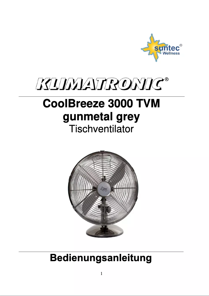 Image de la première page du manuel de l'appareil CoolBreeze 3000 TVM