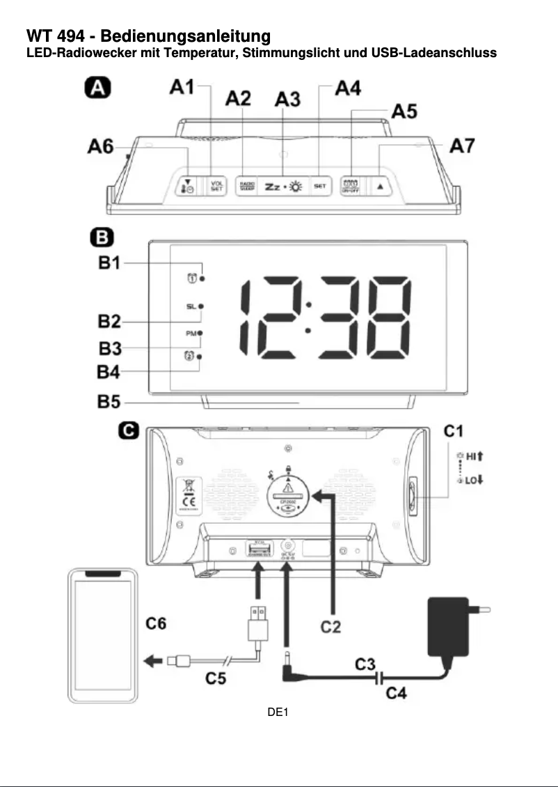Page n°1 - Manuel utilisateur Techno Line WT 494