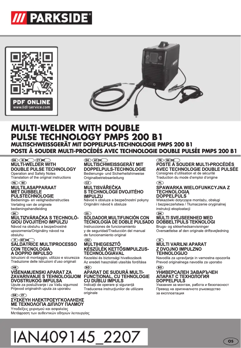 Page 1 de la notice Manuel utilisateur Parkside PMPS 200 B1