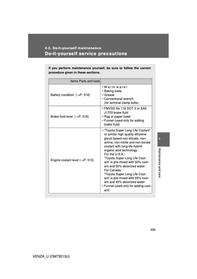 Page 1 de la notice Manuel utilisateur Toyota Venza (2012)