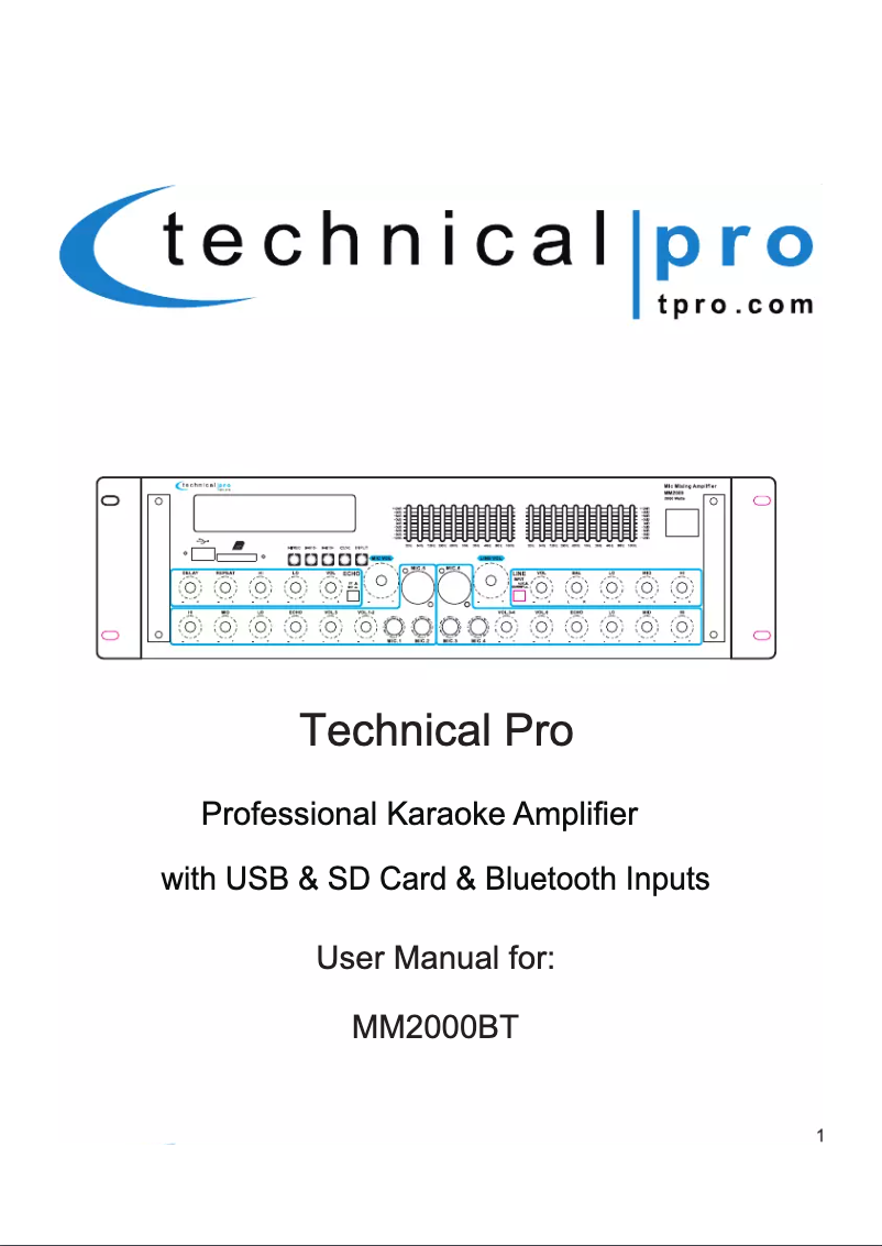 Página 1 del manual Manual de usuario Technical Pro MM2000BT