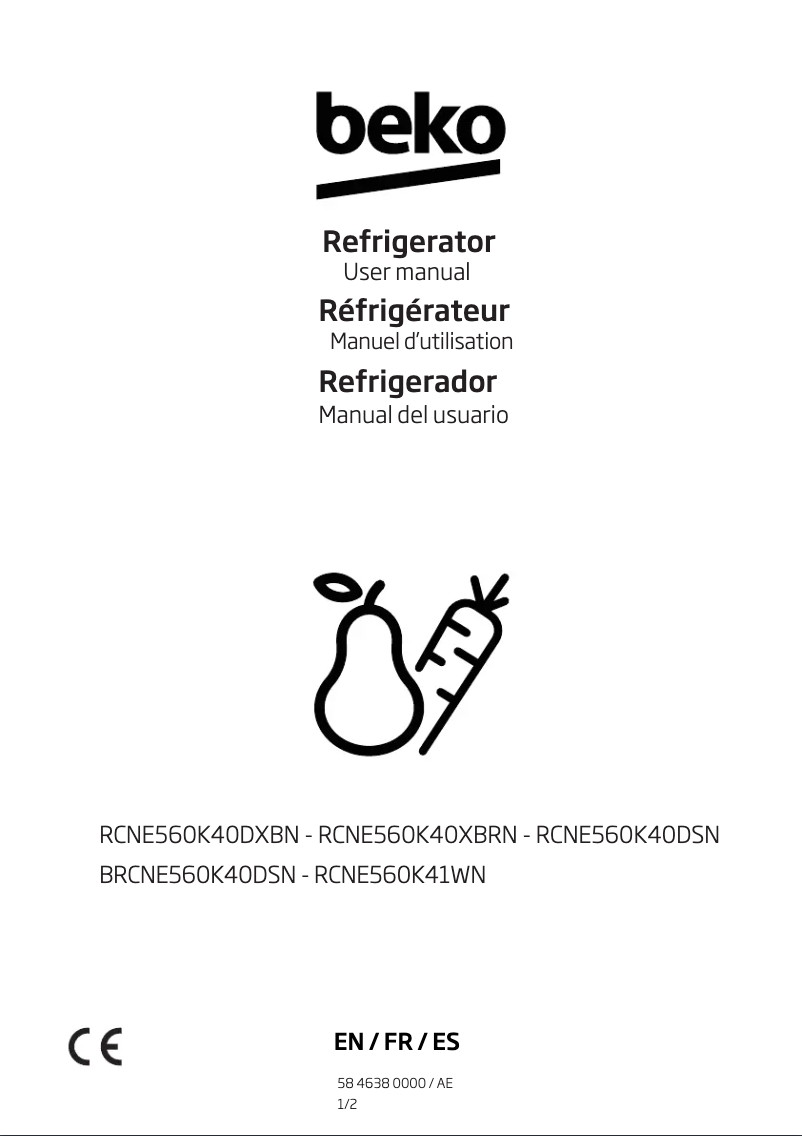 Page n°1 - Manuel utilisateur Beko BRCNE560K40DSN
