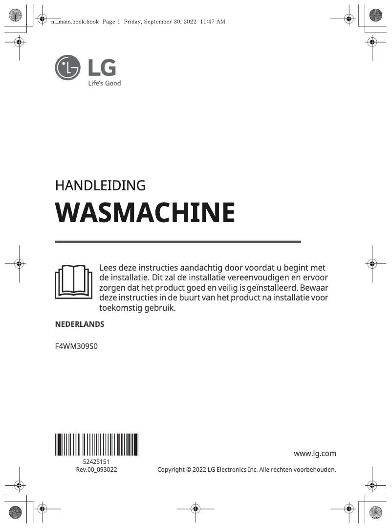 Page n°1 - Manuel utilisateur LG F4WM309S0