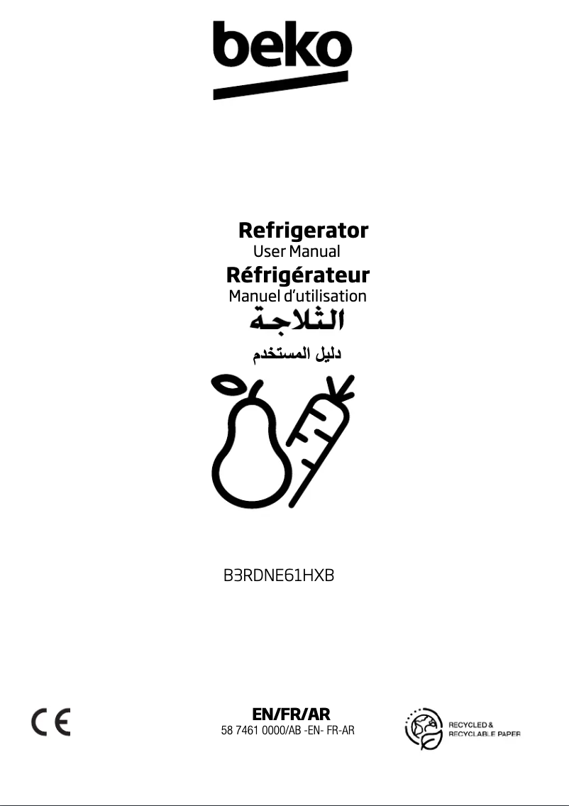 Page n°1 - Manuel utilisateur Beko B3RDNE61HXB