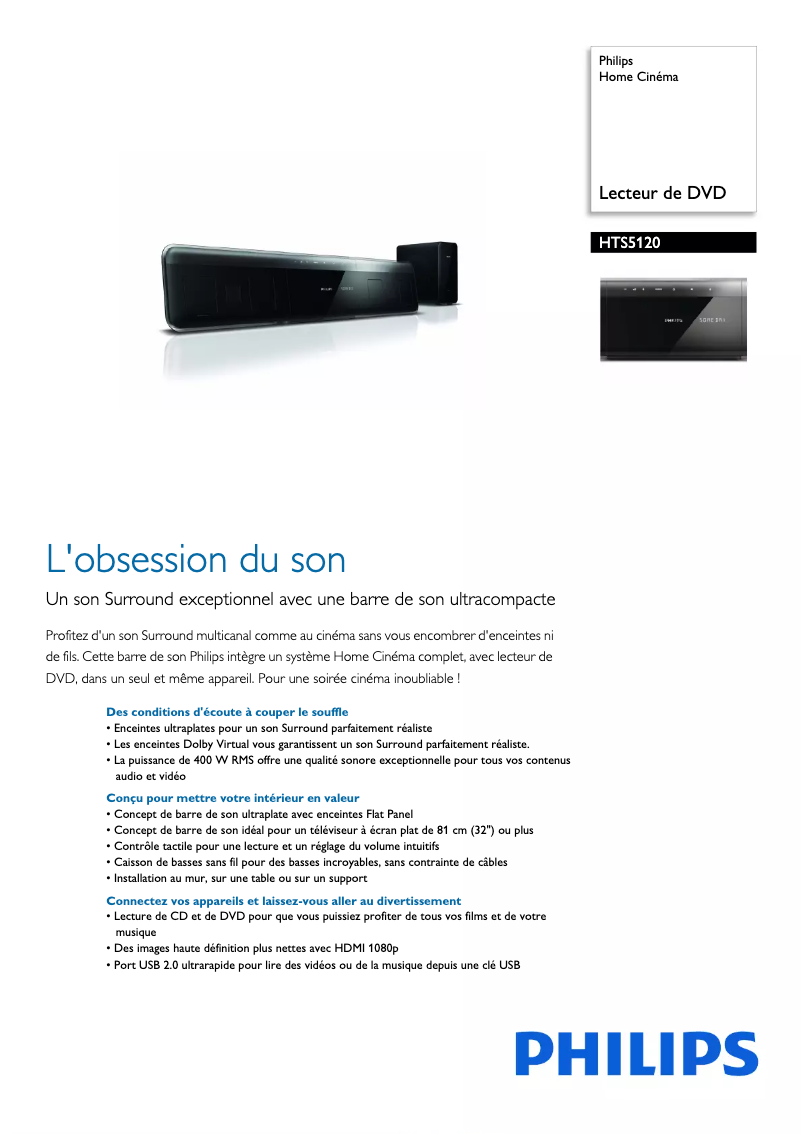 Image de la première page du manuel de l'appareil HTS5120