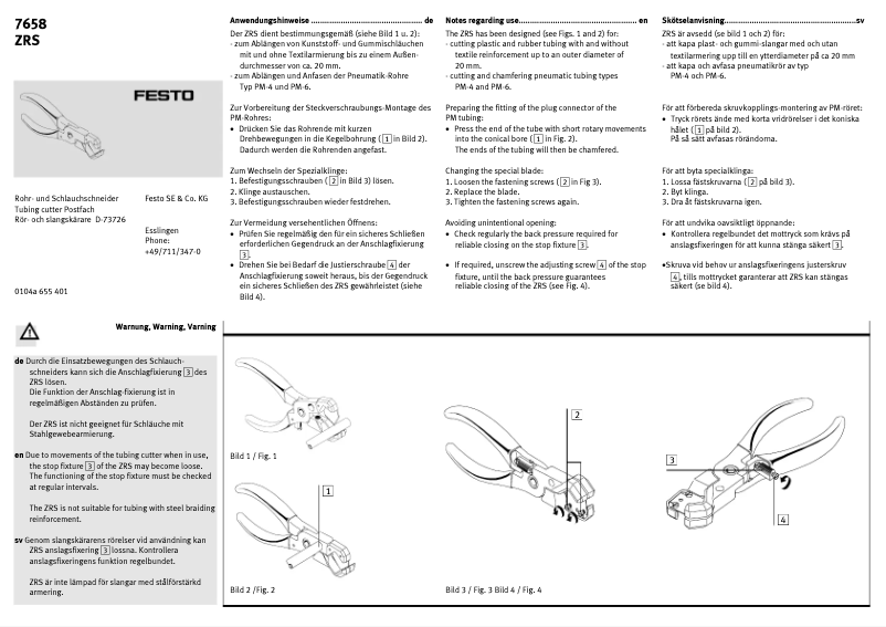 Page 1 de la notice Manuel utilisateur Festo ZRS