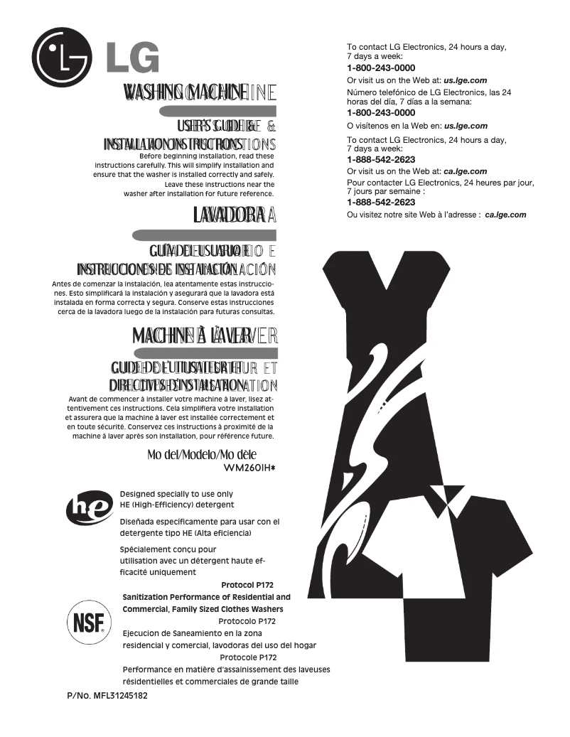 Page n°1 - Manuel utilisateur LG WM2601HW