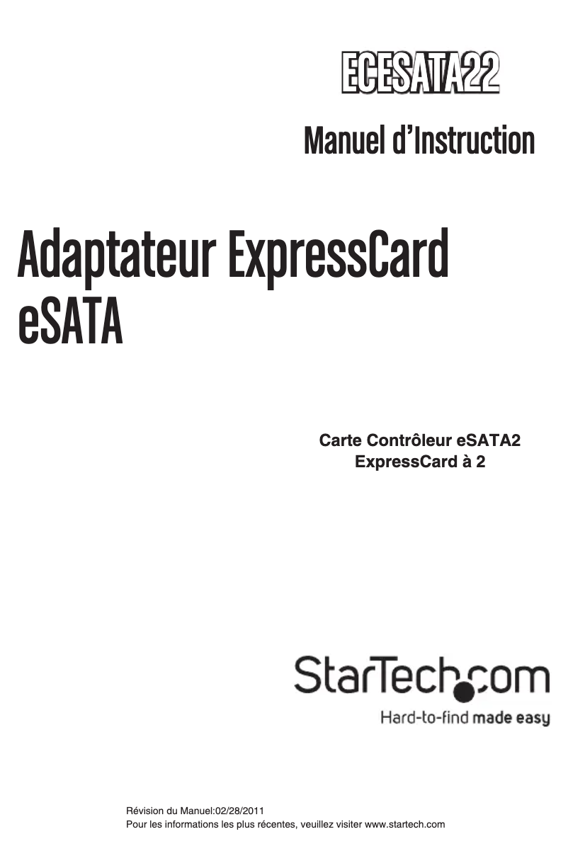 Page 1 de la notice Manuel utilisateur StarTech.com ECESATA22