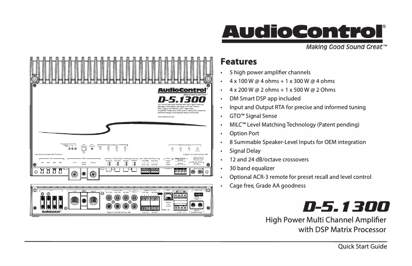 Page 1 of the manual User Manual AudioControl D-5.1300