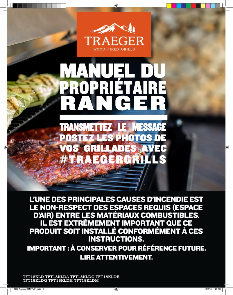 Page 1 de la notice Manuel utilisateur Traeger Ranger