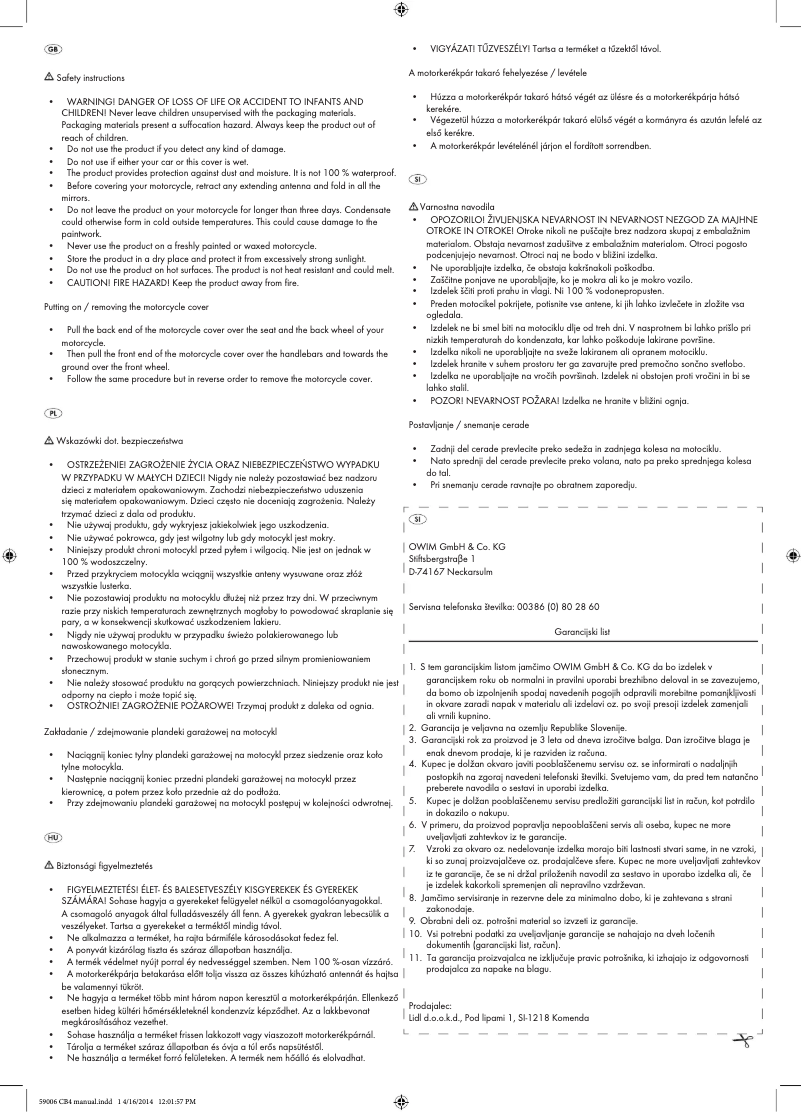 Page n°1 - Manuel utilisateur Crivit IAN 59006