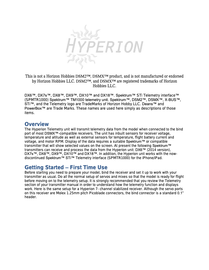 Page 1 de la notice Manuel utilisateur Hyperion HP-DSMXTELEXT60