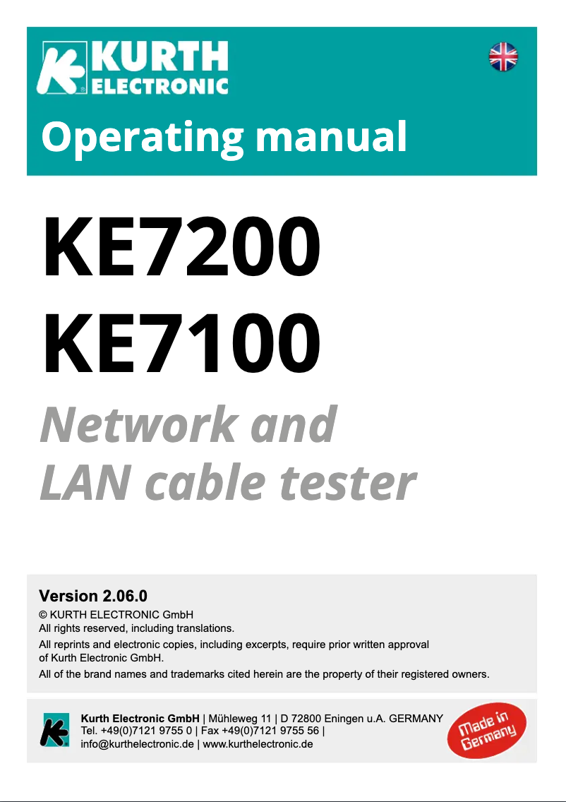 Image de la première page du manuel de l'appareil KE7100