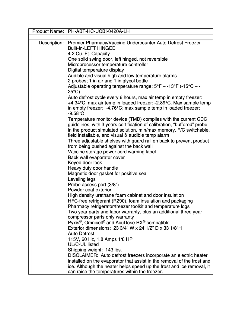 Page 1 de la notice Manuel utilisateur American BioTech Supply PH-ABT-HC-UCBI-0420A-LH