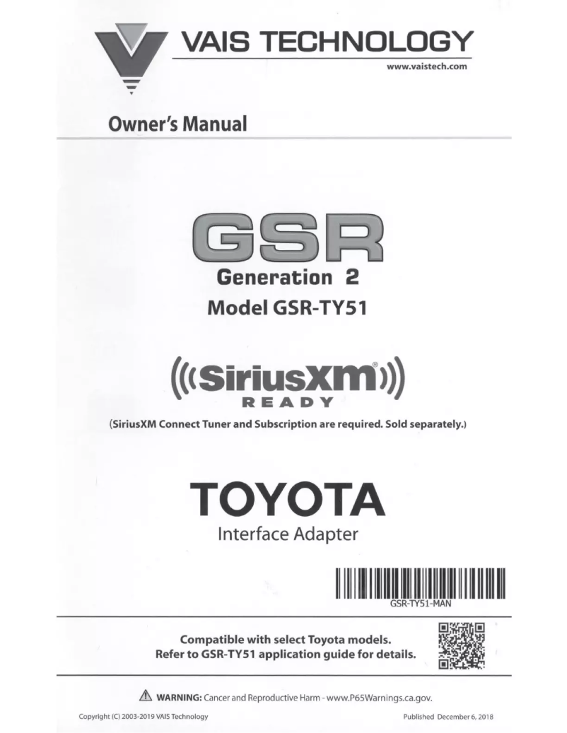 Image de la première page du manuel de l'appareil GSR-TY51