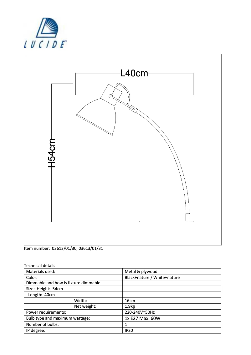 Page 1 of the manual User Manual Lucide Curf