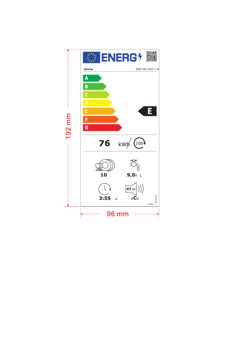 Page 1 de la notice Manuel utilisateur Amica GSP 530 910-1 Si