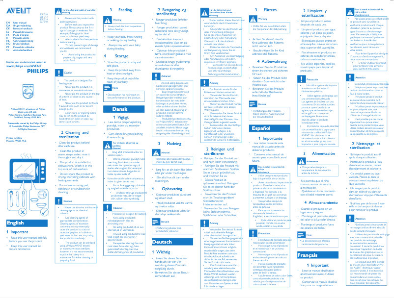Page n°1 - Manuel utilisateur Philips AVENT SCF710