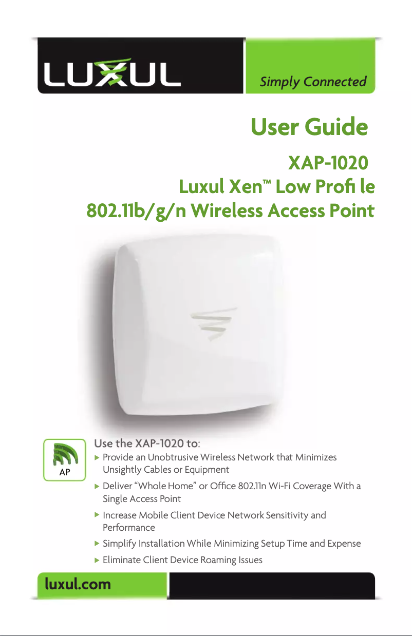 Image de la première page du manuel de l'appareil Xen XAP-1020