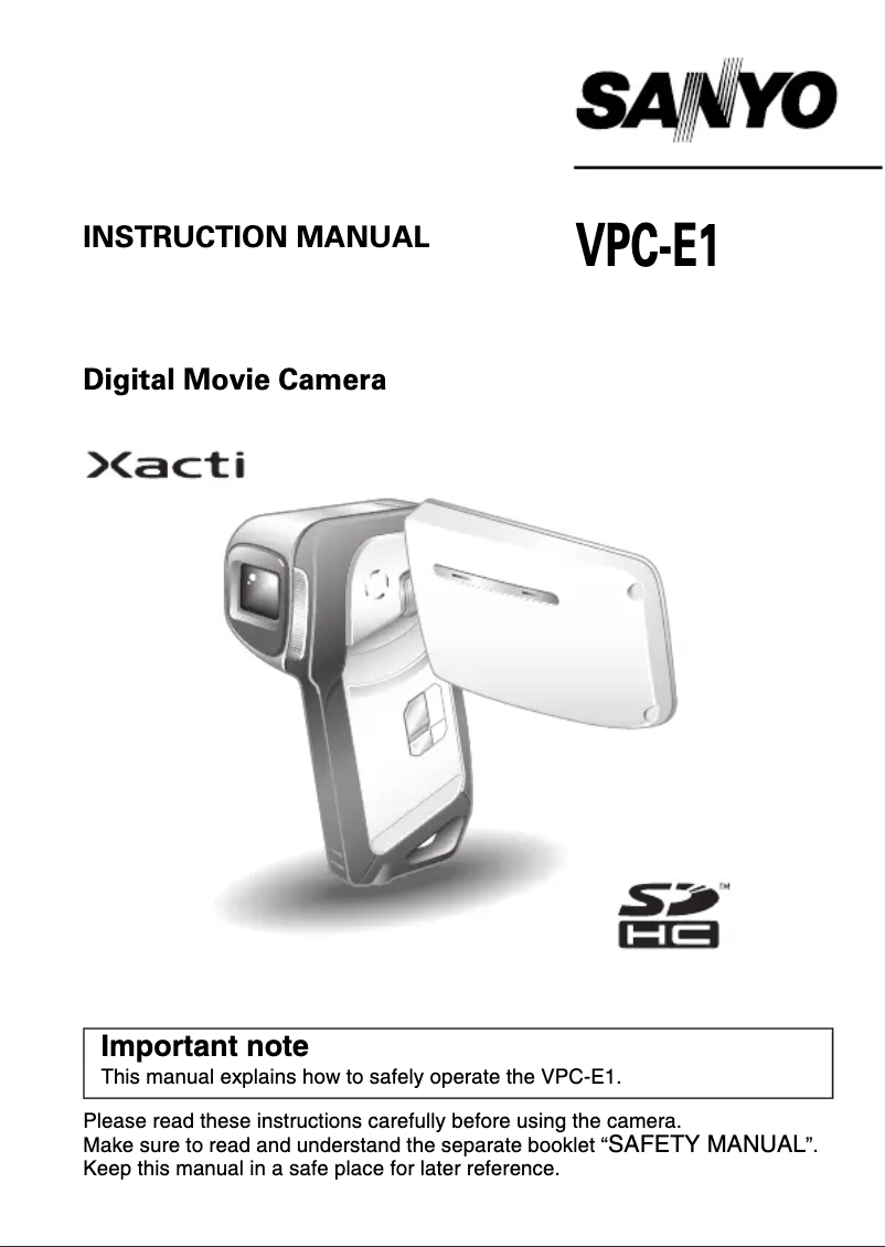 Image de la première page du manuel de l'appareil Xacti VPC-E1